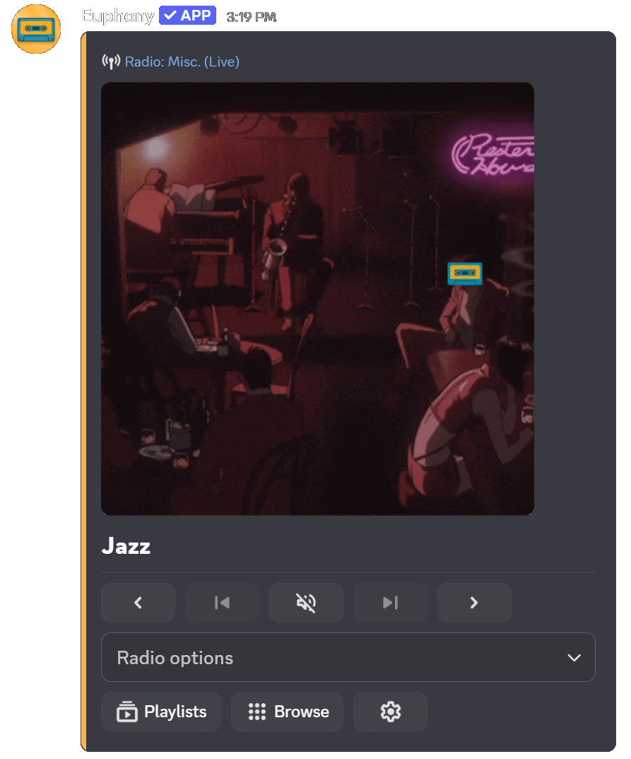 Euphony live radio interface